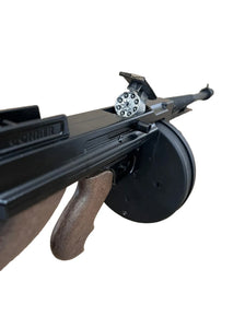 Gangster Thompson Sub Machine Gun Style 8 Shot Toy Cap Gun Rifle - Black Finish