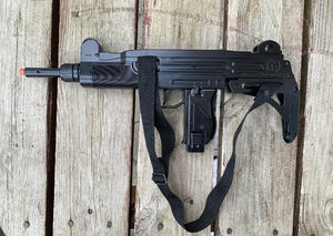 Gonher Replica Israeli Uzi Style 12 Caps Submachine Toy Cap Gun - Black Finish with Sling