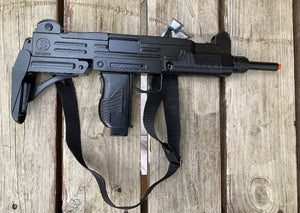 Gonher Replica Israeli Uzi Style 12 Caps Submachine Toy Cap Gun - Black Finish with Sling