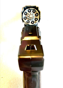 Gonher German Luger Style Pistol 8 Shot Die-Cast Cap Gun - Silver Finish