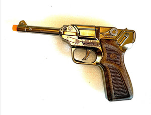 Gonher German Luger Style Pistol 8 Shot Die-Cast Cap Gun - Silver Finish